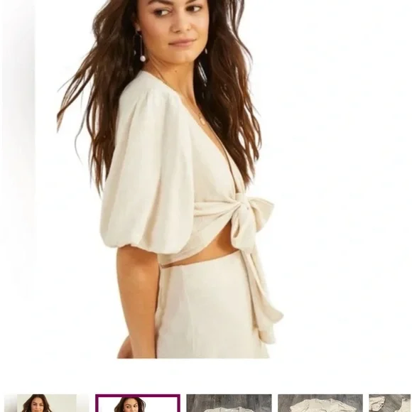 Altar'd State Cream Skirt and Tie Top Set - Picture 2 of 7